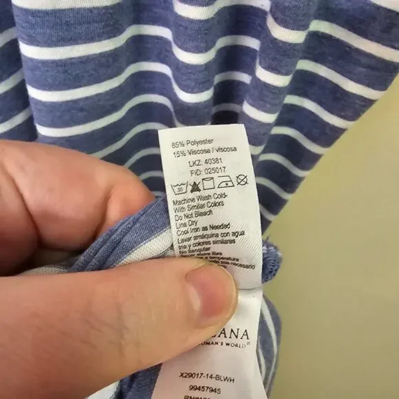 Heather Blue & White Striped Summer Midi Dress Off Shoulder Size 14 | Lascana - Picture 6 of 7